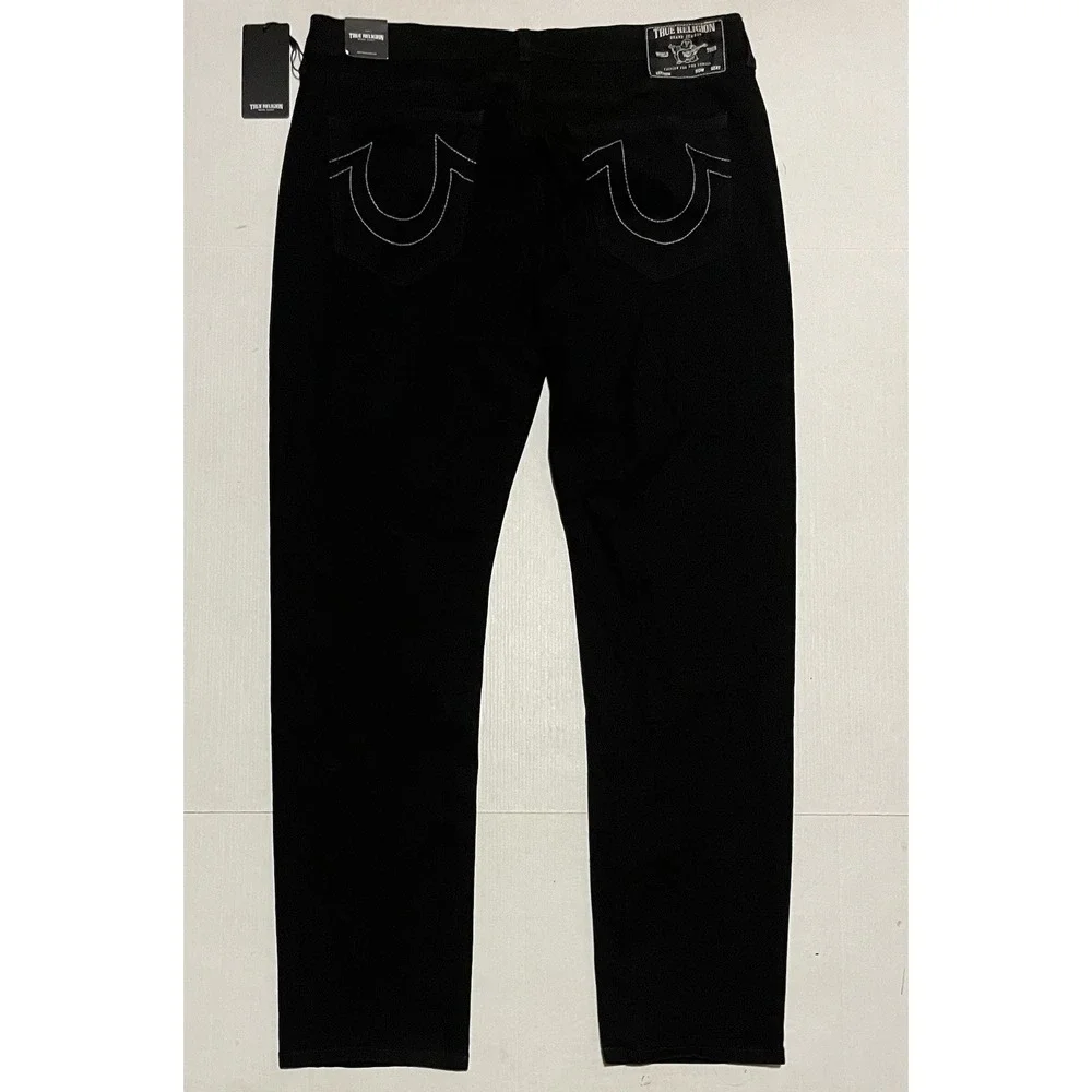 True Religion Geno Relaxed Slim Tapered Leg Jeans 36 X 33 Mens Black 105714